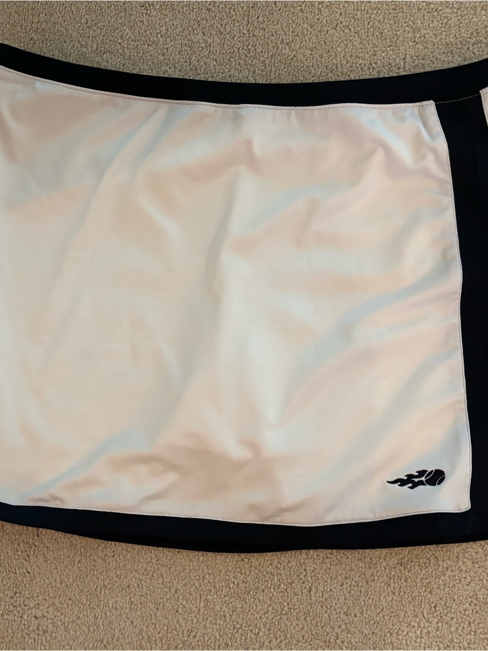 White Tennis Skirt with Blue Trim and US OPEN  Logo